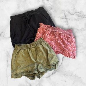 SO Girls Junior Shorts Trio - Navy, Olive, Coral